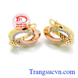 Cặp bông tai vàng hồng đẹp uy tín.