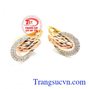 Hoa tai vàng hai màu thanh toán an toàn tuyệt đối