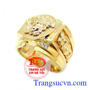 Nhẫn nam vàng sáng bóng vàng 10k, nhẫn vàng dành cho nam.