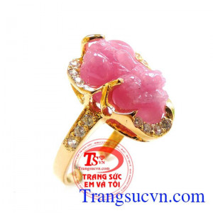 Nhẫn nữ vàng tây dành cho phái đẹp,Nhẫn vàng tỳ hưu ruby bảo hành 12 tháng, Giao toàn quốc Nhẫn vàng tỳ hưu ruby