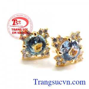 Hoa tai vàng đá Topaz đẹp