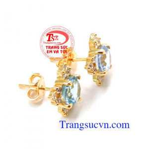 Hoa tai vàng đá Topaz đẹp