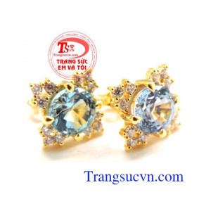 Hoa tai vàng đá Topaz đẹp