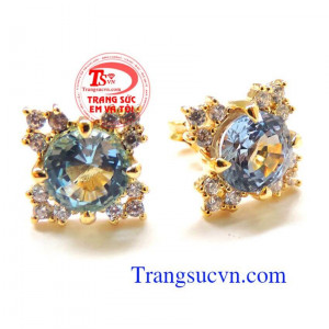 Hoa tai vàng đá Topaz đẹp
