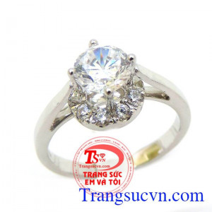 Nhẫn nữ vàng tây dành cho phái đẹp phù hợp làm quà tặng sinh nhật hoặc trong các dịp ý nghĩa Nhẫn vàng 18k nhập trắng