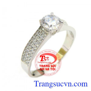 Nhẫn vàng trắng 18k nữ được thiết kế tinh tế,Nhẫn vàng trắng 18k nữ nhập đeo chất lượng vàng 18k đảm bảo