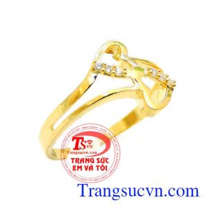 Nhẫn vàng tây hai trái tim bảo hành 6 tháng giao toàn quốc,