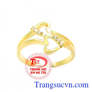 Nhẫn vàng tây hai trái tim thanh toán an toàn.