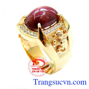 GẮn đá quý Ruby thiên nhiên Kiểm Định đá quý kèm theo. Nhẫn nam tuổi thân