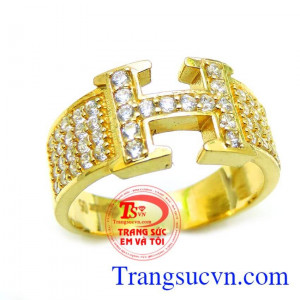 Nhẫn nữ vàng tây dành cho phái đẹp phù hợp làm quà tặng sinh nhật hoặc trong các dịp ý nghĩa Nhẫn nữ chữ H