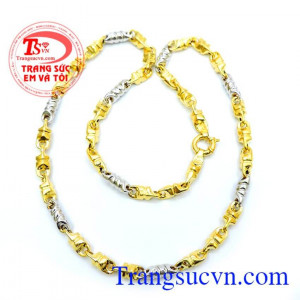 Dây chuyền nam xmen vàng hai màu trẻ trung và sang trọng