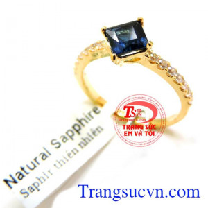 Nhẫn nữ sapphire lam tài lộc chất lượng vàng đảm bảo uy tín,Nhẫn nữ sapphire lam tài lộc có giấy kiểm định vàng và đá quý kèm theo sản phẩm