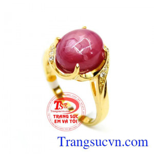Nhẫn đá quý ruby thiên nhiên Có giấy kiểm định đá quý và vàng, nhẫn nữ vàng 14k đá ruby bảo hành 1 năm