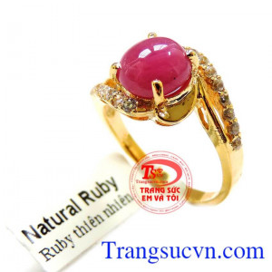 Nhẫn nữ vàng gắn đá quý ruby thiên nhiên dành cho phái đẹp, đeo hợp thời trang và quý phái