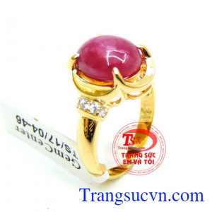 Nhẫn nữ vàng gắn đá quý ruby thiên nhiên dành cho phái đẹp, đeo hợp thời trang và quý phái
