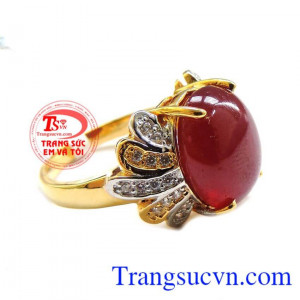 Nhẫn nữ vàng gắn đá quý ruby thiên nhiên dành cho phái đẹp, đeo hợp thời trang và quý phái