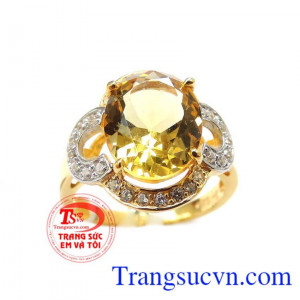 Nhẫn vàng Nữ hoàng may mắn,Vàng 14k gắn đá Citrine hoàn hảo hơn khi người Mệnh Kim và Thủy đeo sẽ vời may mắn và hợp Mệnh,Bảo hành 1 năm,Uy tín khách hàng bình chọn nhiều năm.