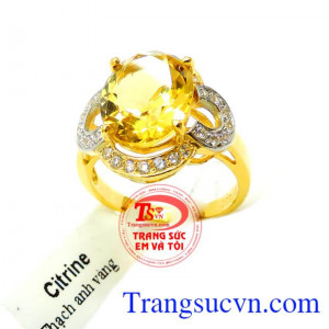 Nhẫn vàng Nữ hoàng may mắn,Vàng 14k gắn đá Citrine hoàn hảo hơn khi người Mệnh Kim và Thủy đeo sẽ vời may mắn và hợp Mệnh,Bảo hành 1 năm,Uy tín khách hàng bình chọn nhiều năm.