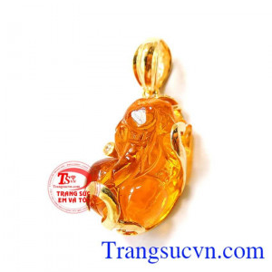 Mặt tỳ hưu đá vàng hợp thời trang. Mặt tỳ hưu đá vàng 10k.