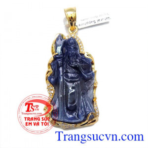 Mặt vàng Quan Vân Trường Trấn Gia, Mặt dây chuyền quan công kinh doanh Mặt vàng Quan Vân Trường Trấn Gia đá quý sapphire qua vân trường,
