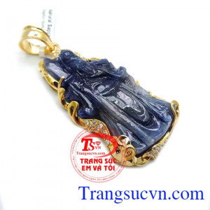 Mặt qua công sapphire lam hộ mệnh Thủy và Mộc là tốt nhất, Mặt dây chuyền quan công kinh doanh