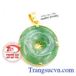 Mặt Jadeite Đồng xu Rồng Vàng 18k