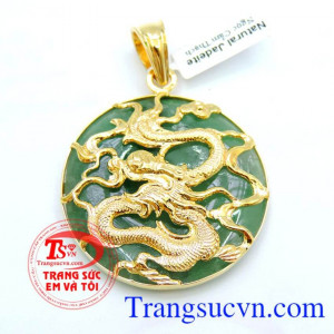 Mặt Jadeite Đồng xu Rồng Vàng 18k Bảo hành 12 tháng,