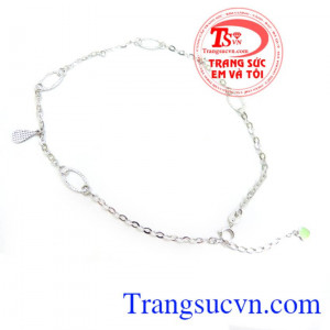 Lắc chân vàng trắng 18k
