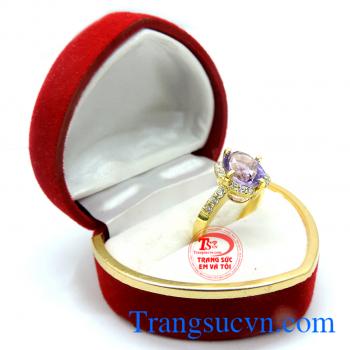 Bộ Nhẫn Mặt Hoa tai Thạch anh tím, uy tín, chất lượng.