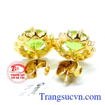 Bộ Nhẫn Hoa tai Mặt Vàng Peridot
