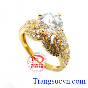 Nhẫn nữ vàng trắng 18k (75%Au) dành cho phái đẹp, đeo hợp thời trang và quý phái