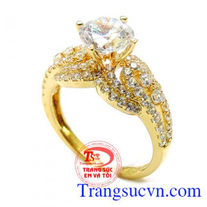 Chiếc Nhẫn Vàng 18k Nữ, Bền màu chất lượng vàng 75%Au sáng bóng bền đẹp, song hành cùng với thời gian