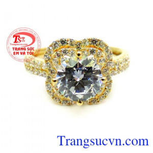 Nhẫn nữ vàng trắng 18k (75%Au) dành cho phái đẹp, đeo hợp thời trang và quý phái