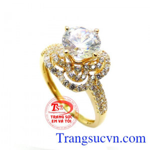 Nhẫn nữ vàng trắng 18k (75%Au) dành cho phái đẹp, đeo hợp thời trang và quý phái