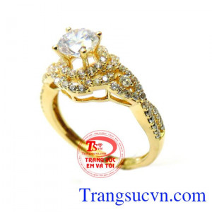 Nhẫn nữ vàng trắng 18k (75%Au) dành cho phái đẹp, đeo hợp thời trang và quý phái