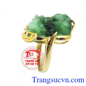 Chiếc Nhẫn vàng Tỳ hưu Ngọc,Khách hàng ưa chuộng sản phẩm nhẫn nữ vàng tây bền đẹp