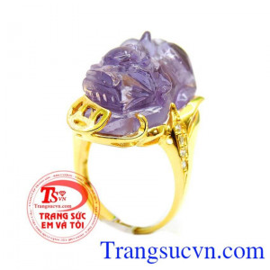 Nhẫn vàng Tỳ hưu Amethyst,Nhẫn vàng tỳ hưu cho mệnh hỏa, và Bảo hành 12 tháng,Giao nhẫn tỳ hưu toàn quốc,Món quà dành cho nữ nhân dịp sinh nhật,và kỷ niệm món quà tặng vợ.