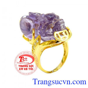 Nhẫn vàng Tỳ hưu Amethyst,Nhẫn vàng tỳ hưu cho mệnh hỏa, và Bảo hành 12 tháng,Giao nhẫn tỳ hưu toàn quốc,Món quà dành cho nữ nhân dịp sinh nhật,và kỷ niệm món quà tặng vợ.