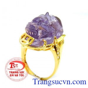 Nhẫn vàng Tỳ hưu Amethyst,Nhẫn vàng tỳ hưu cho mệnh hỏa, và Bảo hành 12 tháng,Giao nhẫn tỳ hưu toàn quốc,Món quà dành cho nữ nhân dịp sinh nhật,và kỷ niệm món quà tặng vợ.