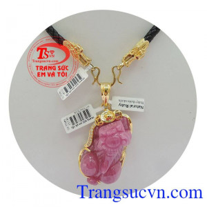 Mặt dây chuyền tỳ hưu Ruby thiên nhiên Có Giấy kiểm định vàng,