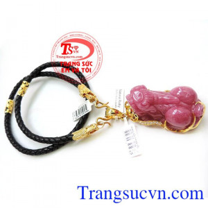 Bộ Mặt Tỳ hưu Ruby vàng 18k