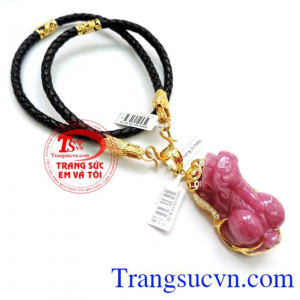 Bộ Mặt Tỳ hưu Ruby vàng 18k