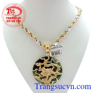 Bộ Mặt rồng vàng 18k Ngọc Phỉ Thúy