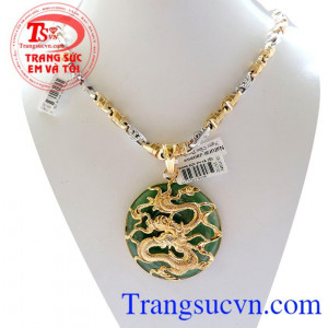 Bộ Mặt Ngọc Rồng Vàng 18k Dây Chuyền Ý Bộ