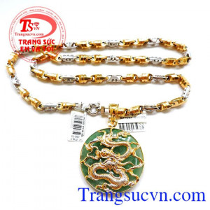 Mặt Ngọc Rồng Vàng 18k Dây Chuyền Ý Bộ