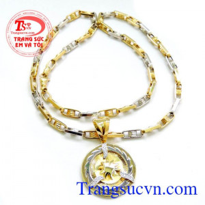 Mặt dây chuyền vàng 18k+Dây vàng italy