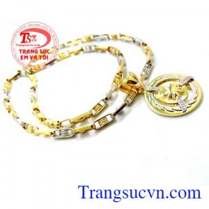 Mặt dây chuyền vàng 18k+Dây vàng italy