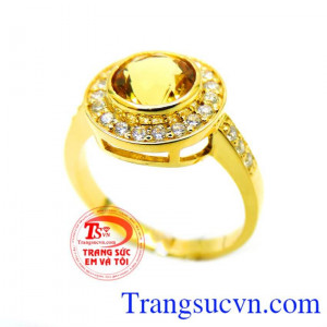 Nhẫn nữ mệnh kim vàng 14k Citrine
