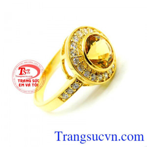Khách hàng bình chọn nhiều năm,Nhẫn nữ mệnh kim vàng 14k Citrine Món quà dành cho phái đẹp.
