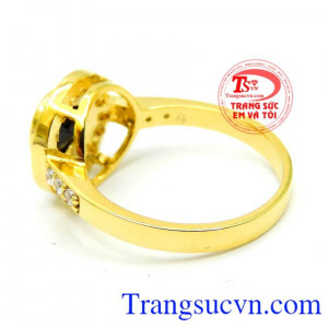 Nhẫn nữ vàng gắn đá quý Sapphire thiên nhiên dành cho phái đẹp, đeo hợp thời trang và quý phái